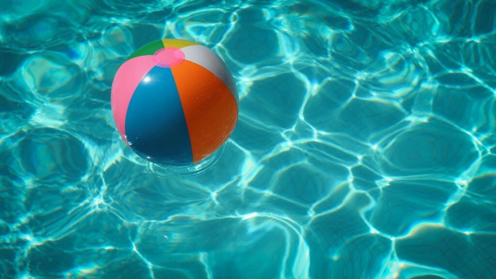 Beachball floating in pool